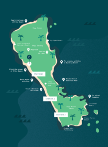 Boracay map, Stations and Beaches